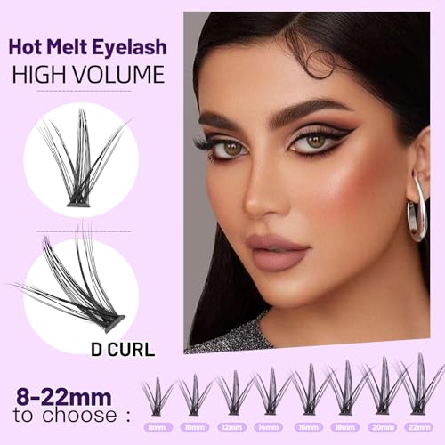 Bodermincer 10D/20D/30D/40D/50D/60D/80D 240 Clusters Lashes C/D Curl 10-12-14-16mm MIX/14-16-18-20mm MIX Fluffy Single Cluster False Lashes Premade Volume Fans (30D-14MM, D Curl)