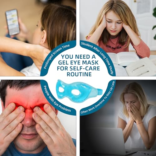 2 Pack Cooling Eye Mask for Puffy Eyes,Reusable Gel Cold Compress Pack for Puffy Eyes & Dark Circles, After Eyes Surgery, Migraine Relief, Headaches