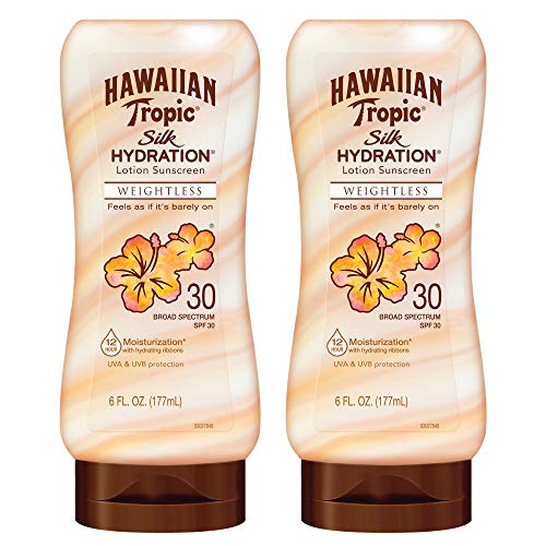 Hawaiian Tropic Weightless Hydration SPF 30 Twin Pack & Everyday Active SPF 50 Sunscreen Lotions Bundle