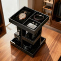 Rotating Cologne Organizer for Men, 3-Tier Large Capacity Wooden Perfume Stand with 360¡Æ Display, Desk & Dresser Organizer for Cologne, Watches & Accessories, Gift for Husband, Dad & Men (Black)