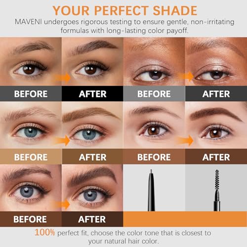 Browcharm Microblading Brow Pencil, 0.9mm Fine Tip, Waterproof Eyebrow Pencil, with 1+1 Same Color Refills, Shapes, Defines, Fills, and Contours for Full, Natural-Looking Brows (05 Deep Brown)