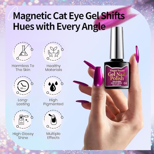 10ml Gel Cat Eye Nail Polish Kit - 18Pcs Cat Eye Magnetic Nail Polish With Magnetic Iron Rod Double Ended Nail Tool, Long-Lasting and Non-Fading Creating Fashionable Manicures