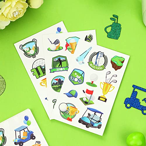 Serencatcher Golf Temporary Tattoos, 12 Sheet 120 PCS Golf Party Favors Tattoos for Kids Sports Theme Hole in One Birthday Party Supplies Golf Club Sports Team Classroom School Prizes Rewards
