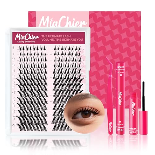 Fox Eye Lash ClustersKit, Easy for Beginners Individual Lashes, Cat Eye Lashes, 8-18mm C Curl 112pcs, Home DIY Lash Extensions, Waterproof Bond and Seal, Remover and Lash Tweezers