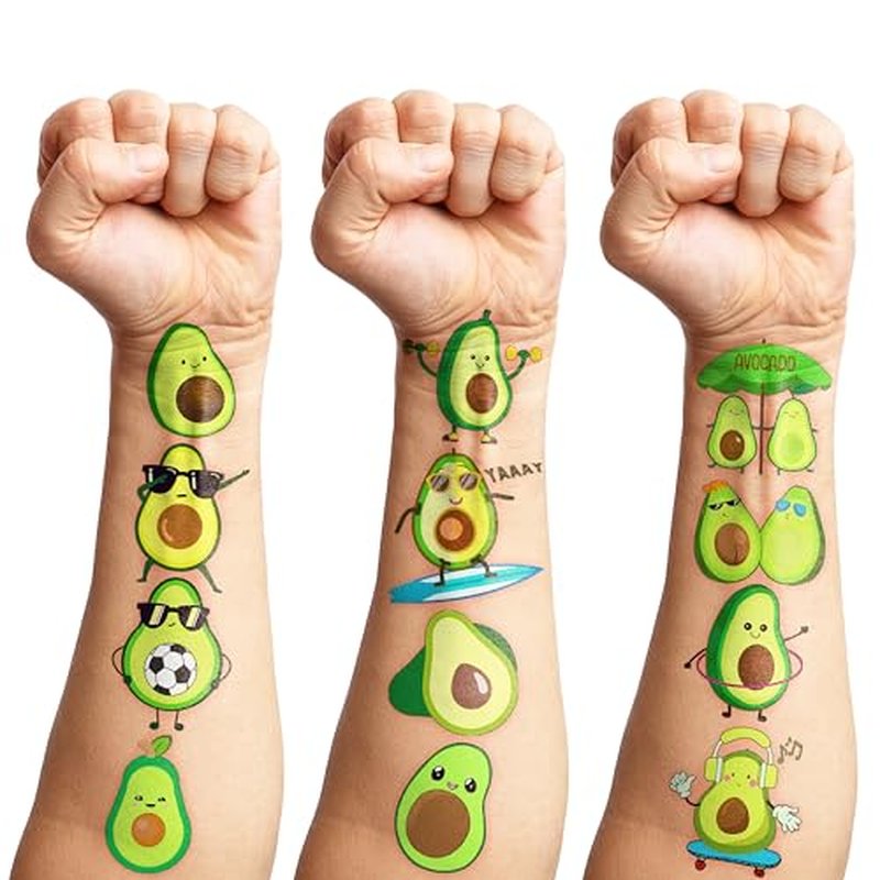 8 Sheets (96PCS) Avocado Temporary Tattoos ? Cute Fruit Theme Birthday Party Supplies, Fun Decorations & Favors for Kids, Boys, Girls, School Gifts & Rewards