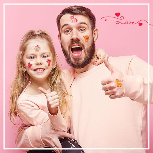 JUNEBRUSHS 180 Pcs Valentine's Day Temporary Tattoos, Valentines Tattoos Stickers 30 Styles Face Make up Goodie Bag Stuffers Gift Filler for Valentines Accessories Party Favors Decorations