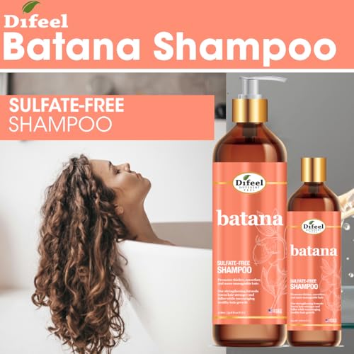 Difeel Batana Shampoo 12 Ounces - Strengthening Sulfate Free Shampoo for Thicker, Smoother and more Manageable Hair