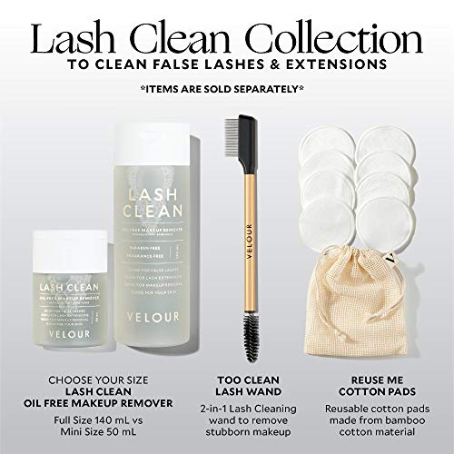 VELOUR Lash Clean - Oil Free Liquid Makeup Remover for Eyes, False Lashes, & Face - Gentle Lash Cleanser & Eye Makeup Remover - Vegan Lash Extension Cleanser - No Parabens or Fragrance (140 ml)