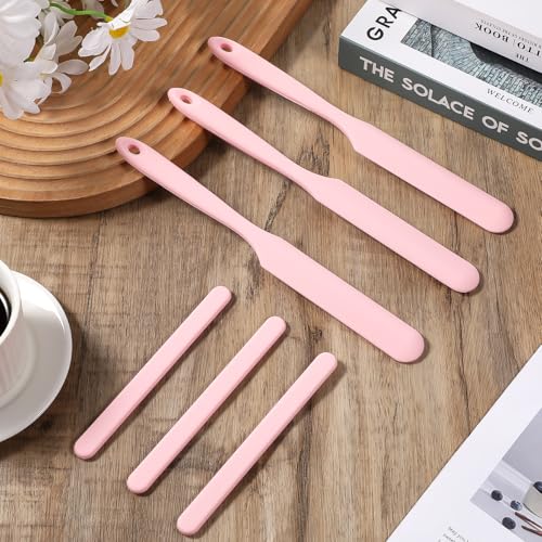 6Pcs Silicone Wax Stick, Wax Sticks for Hair Removal, Reusable Non-Stick Hard Waxes Spatula Scraper Applicator Sticks For Home Salon Body Use(Pink)