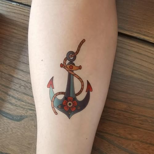 Anchor Ship Temporary Tattoo Sticker Waterproof Fake Tatoo Men Women Adult Boys Teens Body Art 10.5X6cm Set of 12 (SF297)