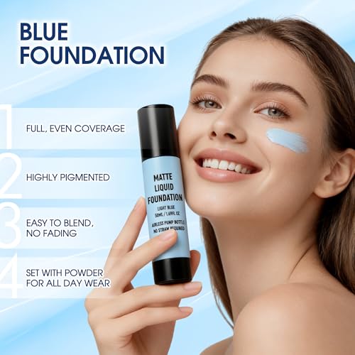 Light Blue Liquid Foundation,Full Coverage Pale Blue Body Paint for Corpse Bride Halloween SFX Avatar Sally Makeup