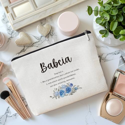 Babcia Gifts Makeup Bag, Best Babcia Gifts for Christmas from Grandkids Cosmetic Bag for Women, Grandma Gift from Granddaughter Grandson Toiletry Bags Zipper Makeup Pouch