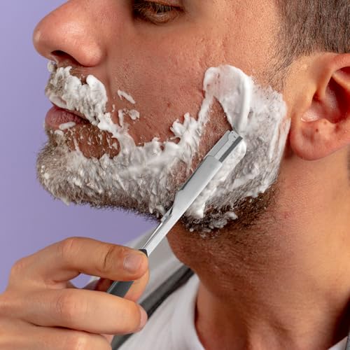 Professional Manual Razor Barber Supplies Beard Shaver Mens Straight Edge Razor for Shaving for Face Scalp Old Fashioned Manual Shaver Men Safe Barber, Black
