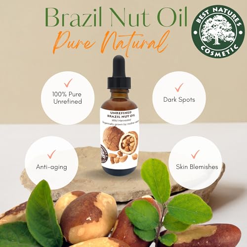Best Nature's Cosmetics Virgin Organic Brazil Nut Oil Moisturizer for Skin and Hair, 1 Fl Oz
