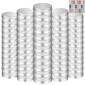 4 oz Tins with Lids, 24 Pack 4oz Tins Wide Mouth Aluminum Tin Cans, Durable Salve Containers Round Metal Tin with Lid and Labels for Spices, Candles or Salve(Silver)