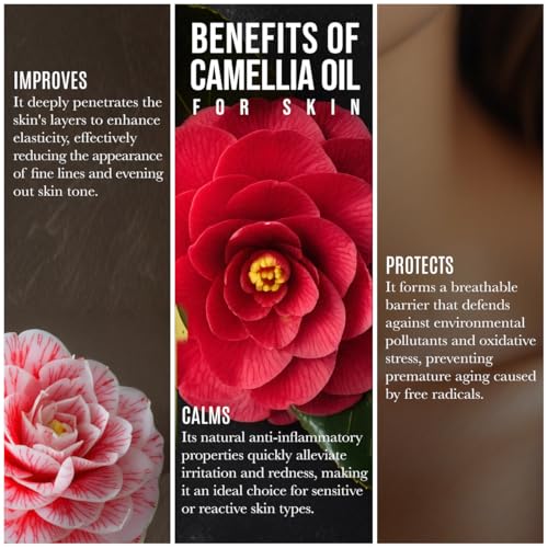 ORGANIC CAMELLIA SEED OIL Skin Moisturizer | Unrefined Cold Pressed 100 Percent Pure | Large 4 fl oz bottle | Moisturizing Oil for Hair Face Skin and Body