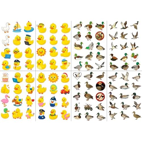 8Sheet - 110PCS Temporary Tattoos ? Cartoon Tattoos Stickers for Birthday Party Favors, Gifts, DIY Decoration & Fun Activities ? Waterproof & Skin-Safe (Duck)