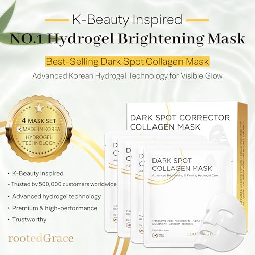 Deep Collagen Face Mask Overnight Hyrdrogel Korean Skincare - Dark Spot Corrector & Niacinamide - Hydrating Pore Minimizing Glass Skin Anti Aging | 0.88oz (25g) x 4ea