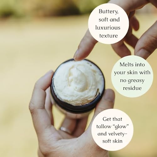Hearth and Homestead: Handmade Whipped Tallow Balm, Organic, Moisturizer, Body Butter with Infused Olive Oil, for Eczema, Rosacea, Baby (Lavender)
