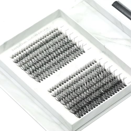 Cluster Lash Extension Kit ? Natural Look, Reusable At-Home Lash Kit, DIY Segment Lashes, Mink-Style Clusters with Bond & Seal D Curl / 8mm?16mm