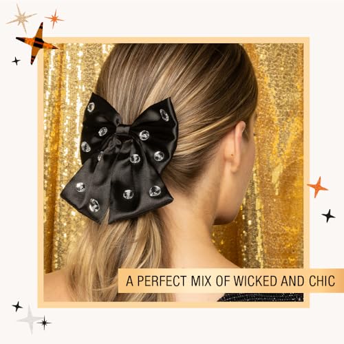 Scunci by Conair Bow Barrette w/Gem Stones - hair accessories - hair accessories for women - Holiday - Black bow - Black hair bows (Pack of 2)