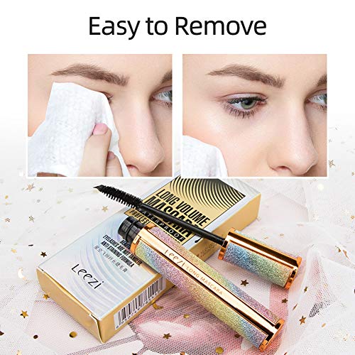 4D Silk Fiber Eyelash Mascara Waterproof - Thickening Long Lasting Smudge-Proof Natural Curling Lengthening All Day Exquisitely Extra Long Black (A)