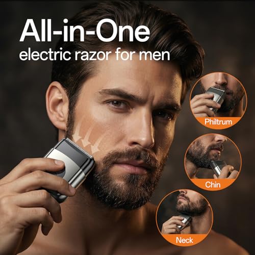 Electric Razor for Men, Foil Shavers Beard Trimmer for Men, Mini Face Shaver for Men, Cordless Travel Body Hair Shaver for Facial, Neck