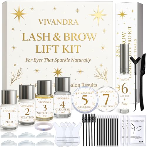 2-IN-1 Lash Lift & Brow Lamination Kit ? Professional Kit for Fuller Brows & Long-Lasting Curled Lashes, Salon-Quality Eyelash Lift & Eyebrow Lamination DIY at Home with Easy Instructions