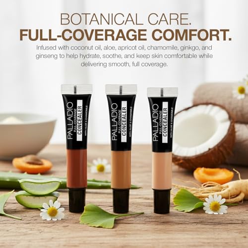 Palladio Full Coverage Concealer - Creamy Face & Under Eye Formula, Disguises Dark Circles, Blemishes, Fine Lines, Evens Skin Tone (Frappe)