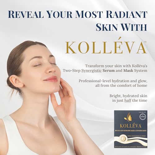Koll?va Bio-Collagen Hydrogel Face Masks - Instant 2-Hour Radiant Glow & Deep Hydration, Clinical-Grade Anti-Aging - 4 Pack with Activating Serum, USA Innovation