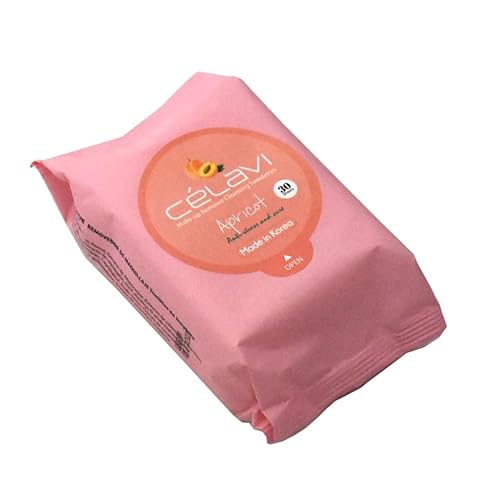 Celavi Makeup Remover Cleansing Wipes Removing Towelettes 2 Packs - 60 Sheets (Apricot)