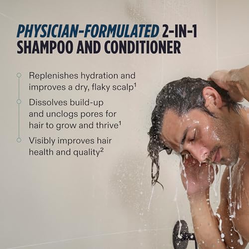 Nutrafol Men's Shampoo and Conditioner 2-in-1, Cleanses, Hydrates, Unclogs Pores, Improves Hair Volume & Strength, Physician-formulated for Thinning Hair, Color Safe, Sulfate Free - 8.1 Fl Oz Bottle