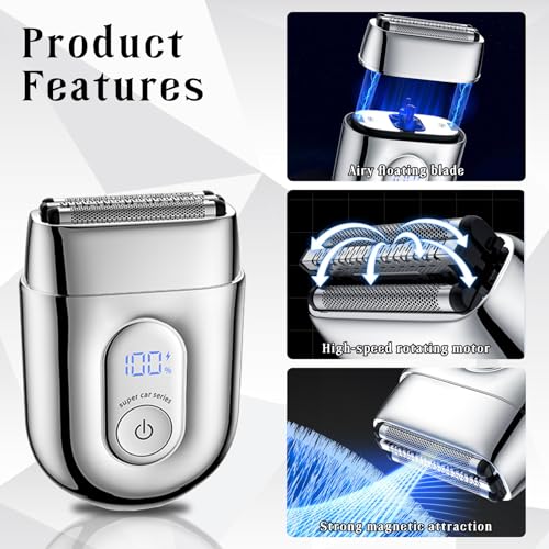 Electric Razor for Men, Electric Foil Shavers for Women,Mini Foil Shaver with Double Floating Blades, IPX7 Waterproof Wet/Dry Shaver, 90 Min Runtime, LED Display, Travel Lock, Gifts for Men&Women