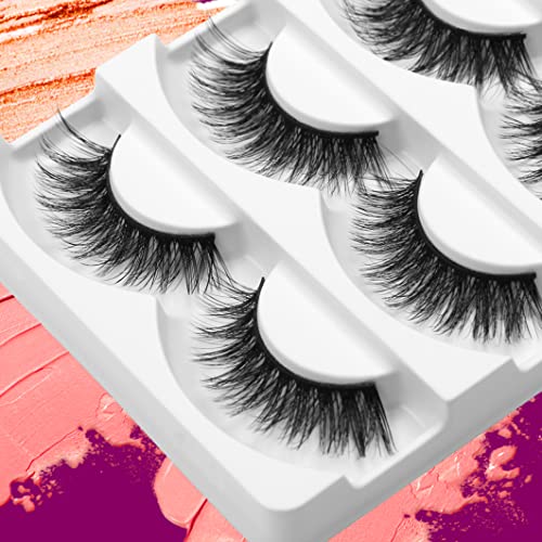 Eliace False Eyelashes Natural look Cat Eye Lashes Wispy Strips,15 Pairs, 3D Mink Lashes Fake Eyelashes Volume Fluffy Thin Soft Band Comfortable Long Thick Dramatic Cross Eyelash Reusable, Lexie Style