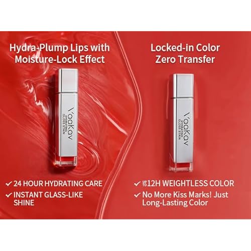 Glossy Lip Stain ? Hydrating Tinted Lip Oil Stain with High-Shine Gloss Finish, Non-Sticky Moisturizing Lip Tint, Long-Lasting Stain for Soft & Plump Lips(03 CHRRY JUICY)