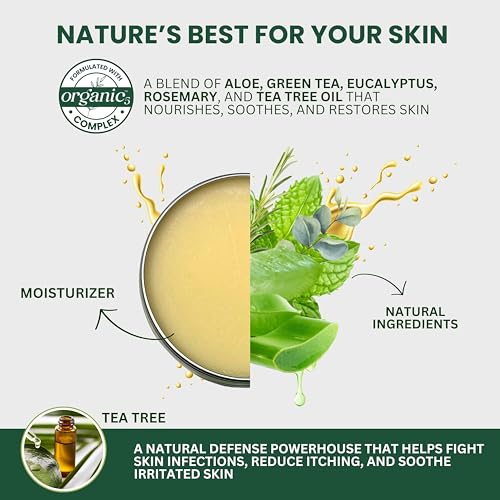 Tea Tree Oil Balm for Skin, Soothes Itching, Rashes & Dry Skin, Antifungal Defense for Athlete¡¯s Foot, Jock Itch, Chafing, Bug Bites & Eczema, Natural, Effective & Safe for All Ages, 2-Pack