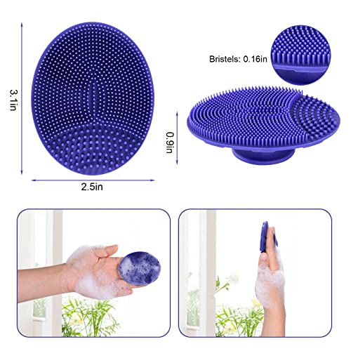 Silicone Body Brush Shower Scrubber & Facial Scrub Gentle Exfoliating Face Brush, Food-Grade Soft Bristle