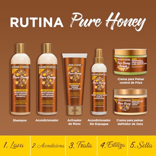 Creme of Nature Pure Honey Moisturizing Dry Defense Shampoo, Gently Cleanses & Restores Moisture, With Coconut Oil & Shea Butter, For Dry, Dehydrated or Brittle Hair, 12 oz