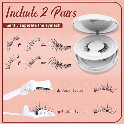 Magnetic Lashes,Magnetic Eyelashes with Applicator Reusable Magnet Eyelashes without Eyeliner Natural Look No Glue (Natural+Iris)