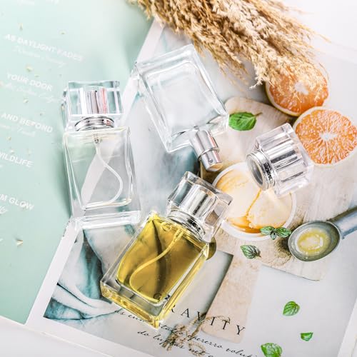 Foraineam 8 Pieces 30ml / 1 oz. Fine Mist Perfume Spray Bottles, Clear Glass Cosmetic Atomizer Bottle, Refillable Travel Perfume Bottles Empty Fragrance Essential Oil Container with Spray Applicator