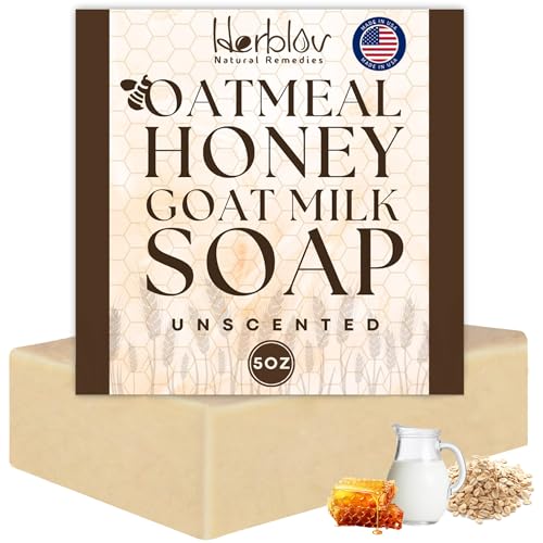 Oatmeal Soap ? Natural Oatmeal & Honey Goat Milk Soap Bar ? Face & Body Wash for Eczema, Psoriasis, Dry, Itchy, Sensitive Skin Relief ? Unscented Great for Kids, Babies ? Handcrafted, Made in USA