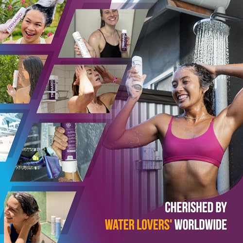 TRIHARD Chlorine Defense Gift Set for Hair & Skin Swim Protection | Pre & Post Swim Shampoo, Conditioner, Body Wash, & Lotion | Summer Essentials to Cleanse & Hydrate Sensitive Skin After Pool & Ocean