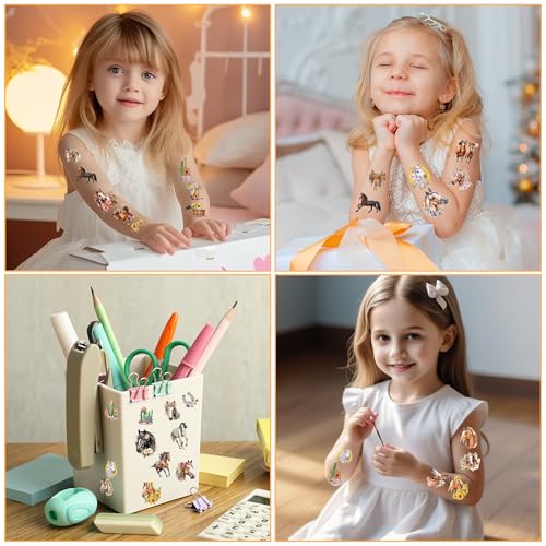 Horse Party Temporary Tattoos - 200+ Cowgirl Birthday Party Favors, Cowboy Hat, Boots, Cactus Western Party Supplies Decorations, Treat Bag Stuffers for Boys Girls