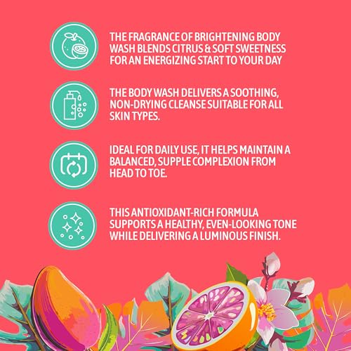 NATURE WELL Brightening Body Wash, Gentle & Creamy Formula Enriched with Mango Seed Butter & Vitamin C, Promotes a Luminous & Healthy-Looking Glow, Orange Zest, Blushed Rose, & Vanilla Scent, 33 Oz
