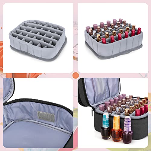 LUXJA Nail Polish Carrying Case - Holds 30 Bottles (15ml - 0.5 fl.oz), Double-layer Organizer for Nail Polish and Manicure Set, Black (Bag Only)