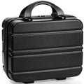 Mini Hard Shell Cosmetic Travel Case, 12 Inch Small Portable Makeup Train Case with Elastic Band Handle, Pressure-proof ABS Carrying Suitcase Toiletry Box for Travel, Camping, Black