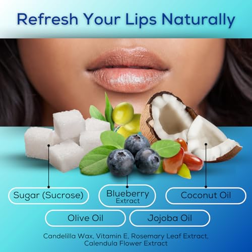 SoftBeso by AlignerOff Sugar Lip Scrub ? Blueberry Lip Exfoliator & Moisturizer for Dry, Chapped Lips ? Hydrating Sugar Scrub for Smooth Lips ? For Men & Women ? Ideal for Gifting