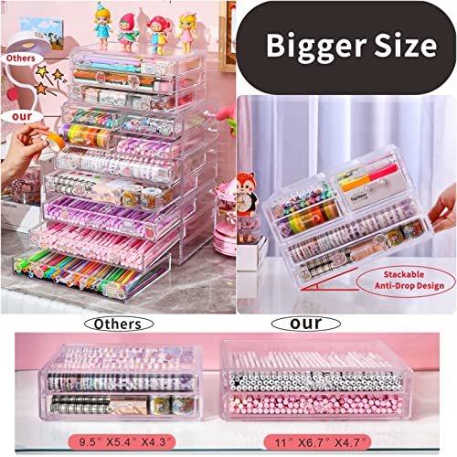 Cq acrylic Clear Stacking Make Up Organizers and Storage With 8 Drawers,9.4" Tall Acrylic Medicine Cabinet Organizer,Plastic Desktop Drawers Organizer for Vanity, Undersink, Kitchen Cabinets,bathroom