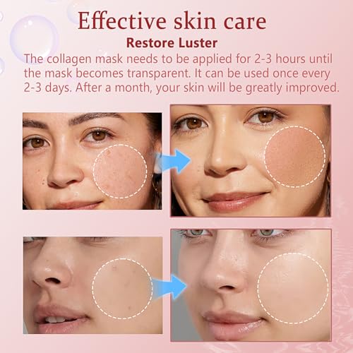 5PCS Bio-Collagen Face Mask, Bio-collagen Real Deep Mask, Collagen Mask Overnight, Hydrating Hydrogel Masks, Anti Aging, Firming, Elasticity Improvement, for All Skin Types, 1.19 Fl Oz