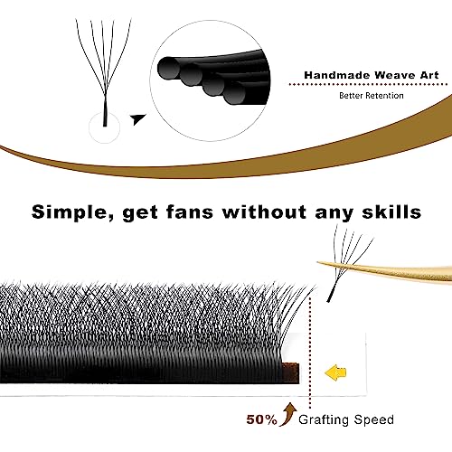 KOLYBEL W Eyelash Extension Automatic Flowering Lash Extension 5D Volume Premade Fan Lashes 0.07 C/D Curl Faux Mink Matte Black W Shaped Tips Soft Lightweight Lashes Supplies(5D-0.07-D-8-15mm)